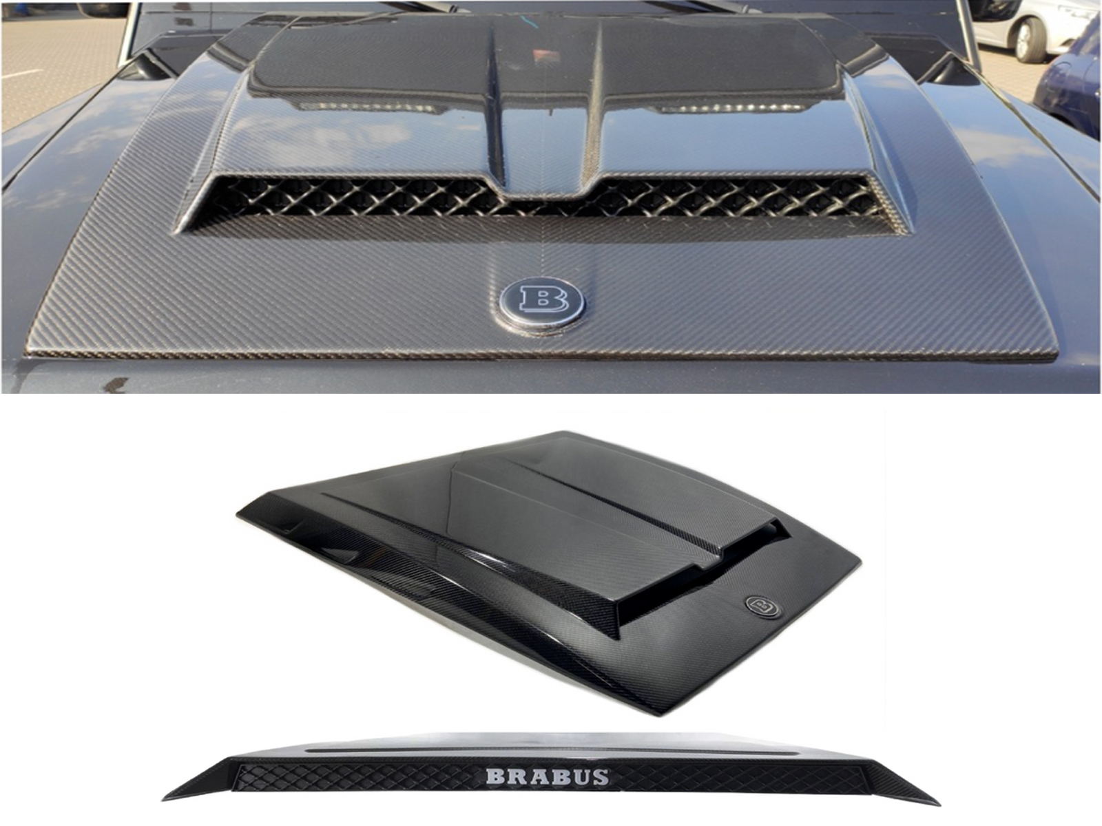 Carbon Fiber Hood Cover with Brabus Insert for Mercedes Benz W463A G-Class G-Wagon